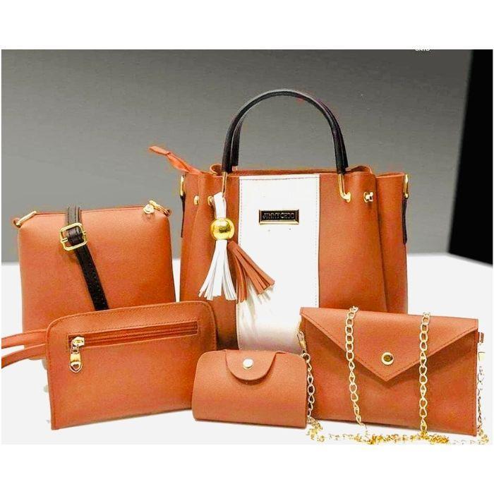 Women's PU Leather Hand Bag Set – 5 Pcs