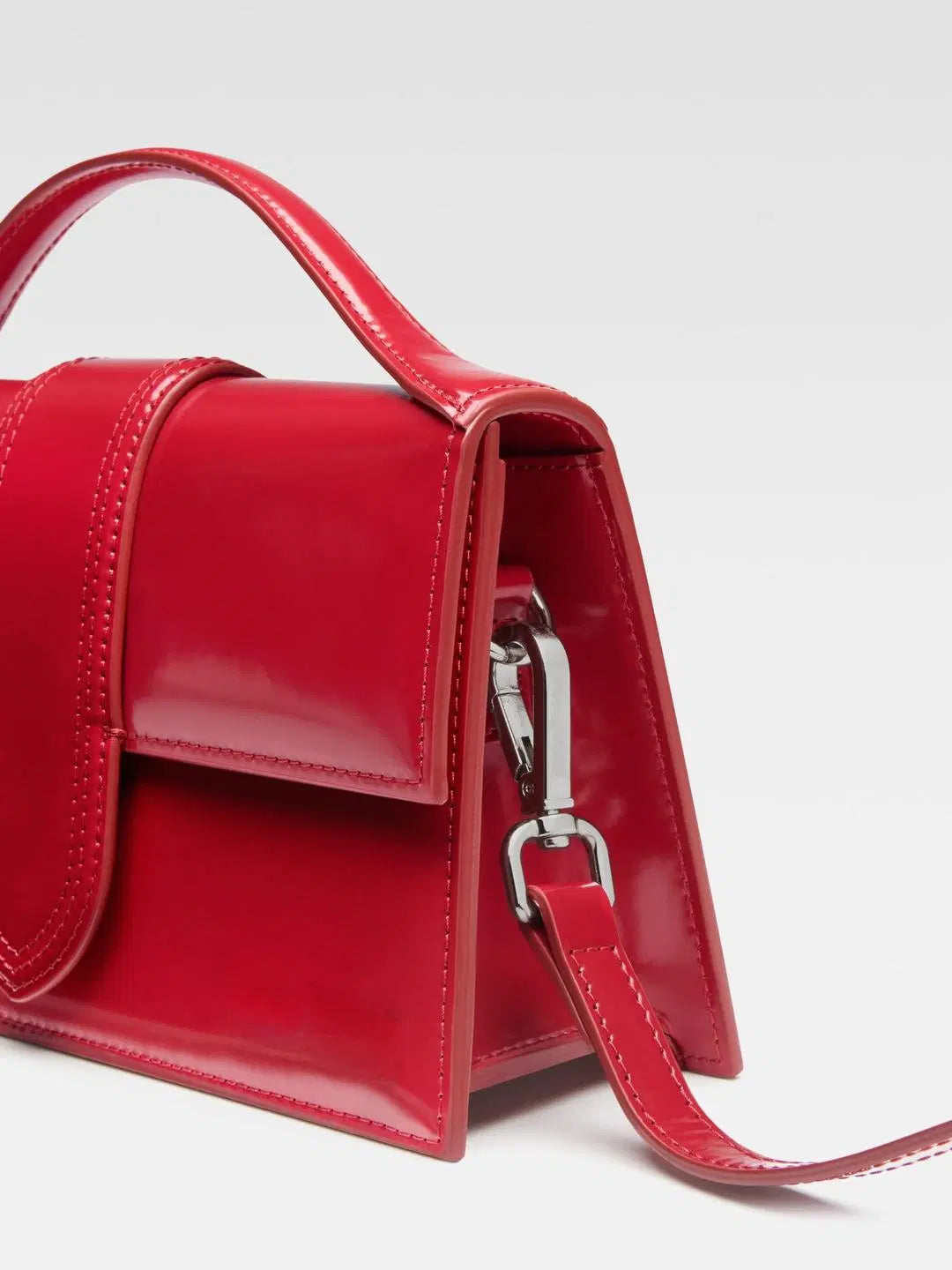 Red PU Leather Hand Bag