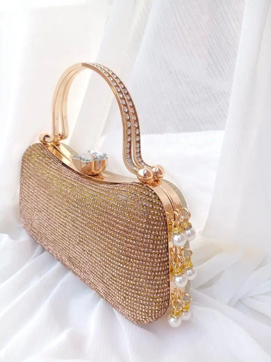 Bridal Metal Embellished Fancy Clutch